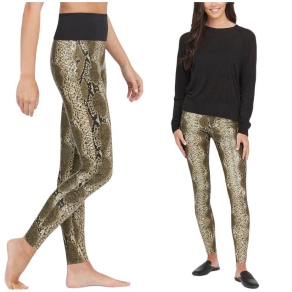 Spanx Snakeskin Print All Over Faux Leather Shaping‎ Leggings 20332R M Medium